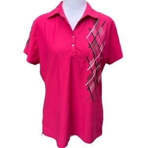 Emerald 18 Women Golf Top Polo Shirt PXL Pink Short Sleeve Snaps‎ Collar Golfing